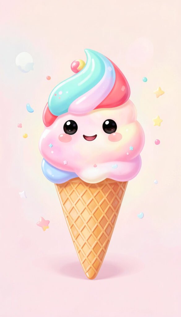 Helado kawaii sonriente - Fotos de perfil kawaii para