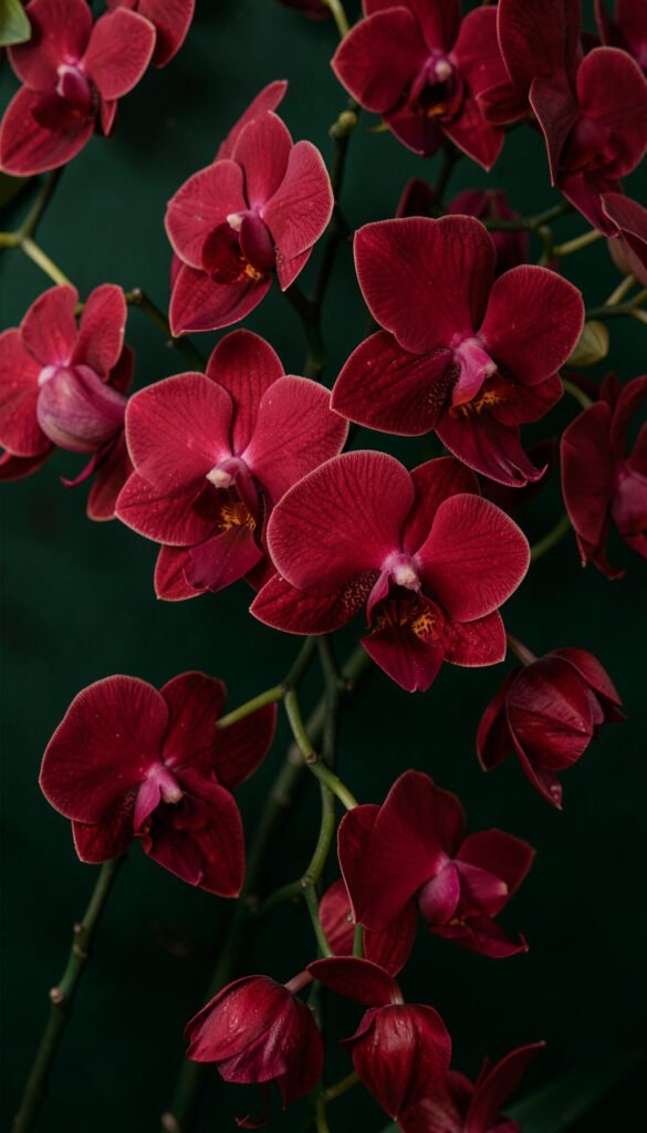 Orquídeas rojas exóticas - flores naturales rojas elegantes
