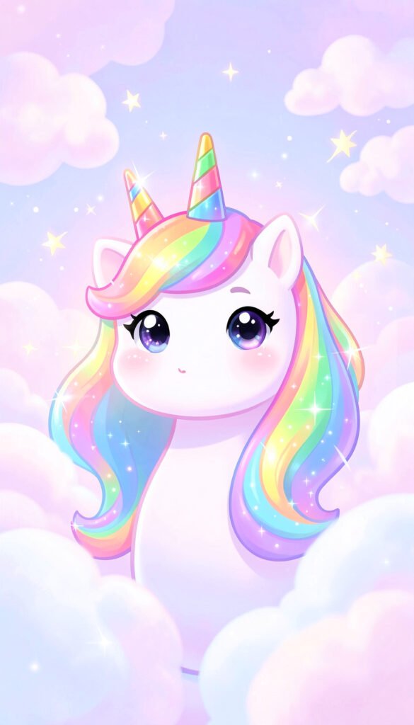 Unicornio arcoíris - Fotos kawaii para fondo de