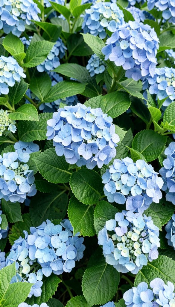 Hortensias azules luminosas - Imágenes de flores naturales en