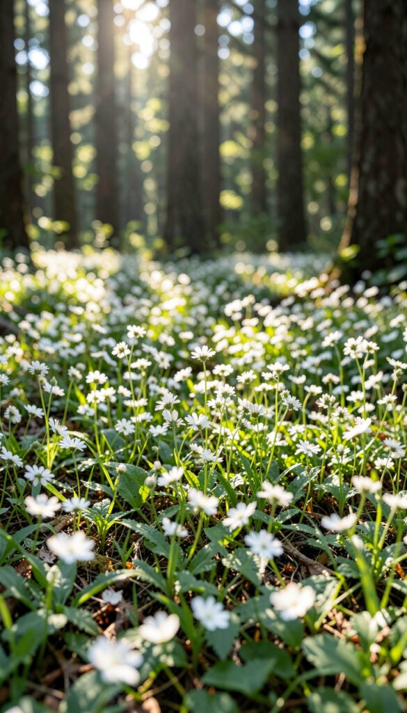 Flores silvestres blancas en bosque - Fotos de flores silvestres naturales