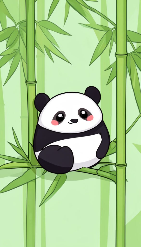 Panda Relajado en Bambú - Imágenes kawaii aesthetic bonitas para
