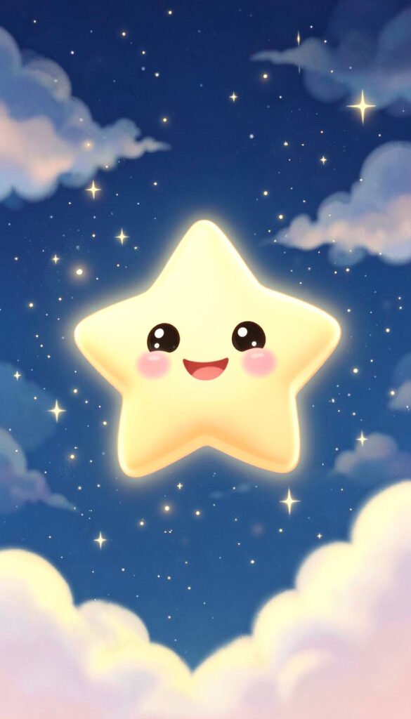 Estrella sonriente en cielo nocturno - fotos de perfil kawaii