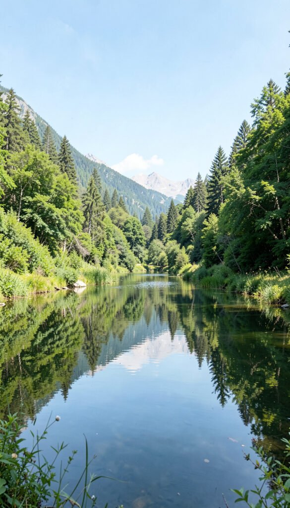 Paisaje de laguna natural - Portadas de biología aesthetic naturales