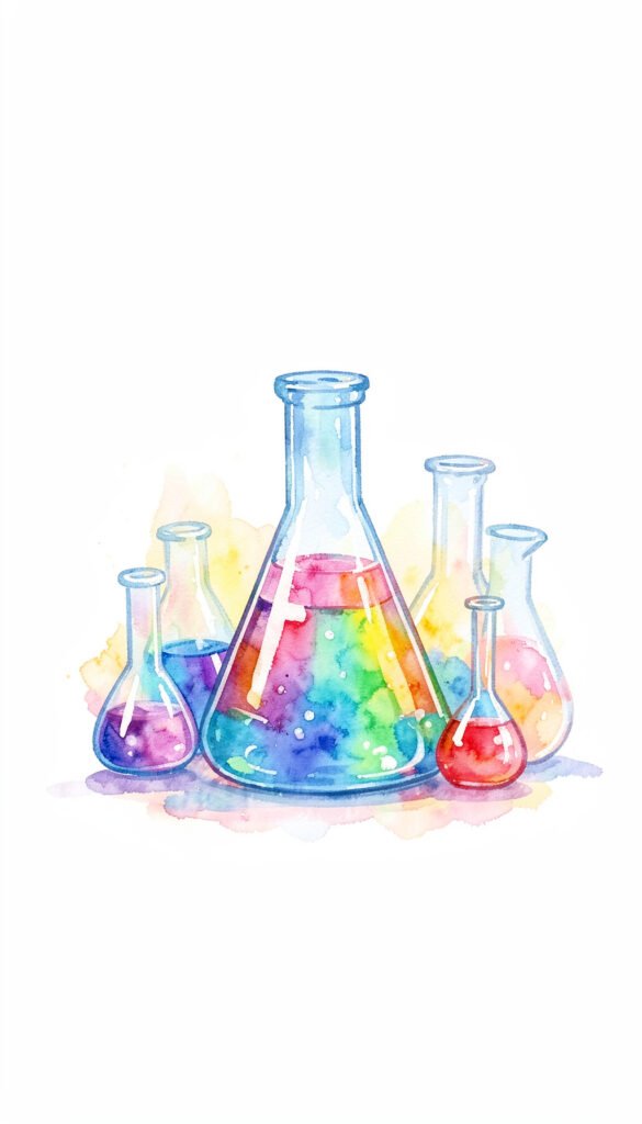 Ilustración química artística - carátulas de laboratorio creativas