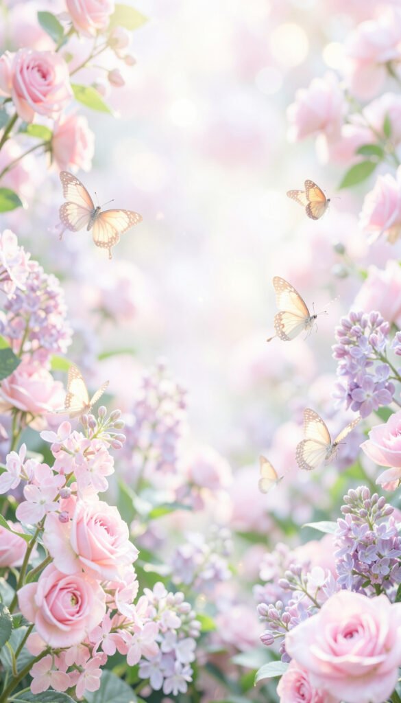 Mariposas en Jardín Pastel - Mariposas y flores para perfil