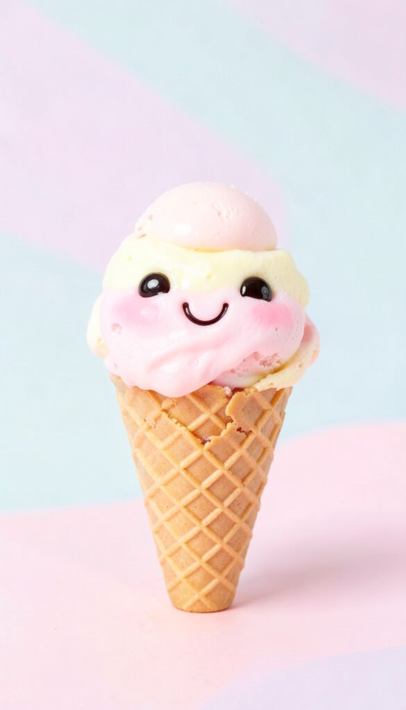 Helado kawaii sonriente - Imágenes kawaii aesthetic para perfil