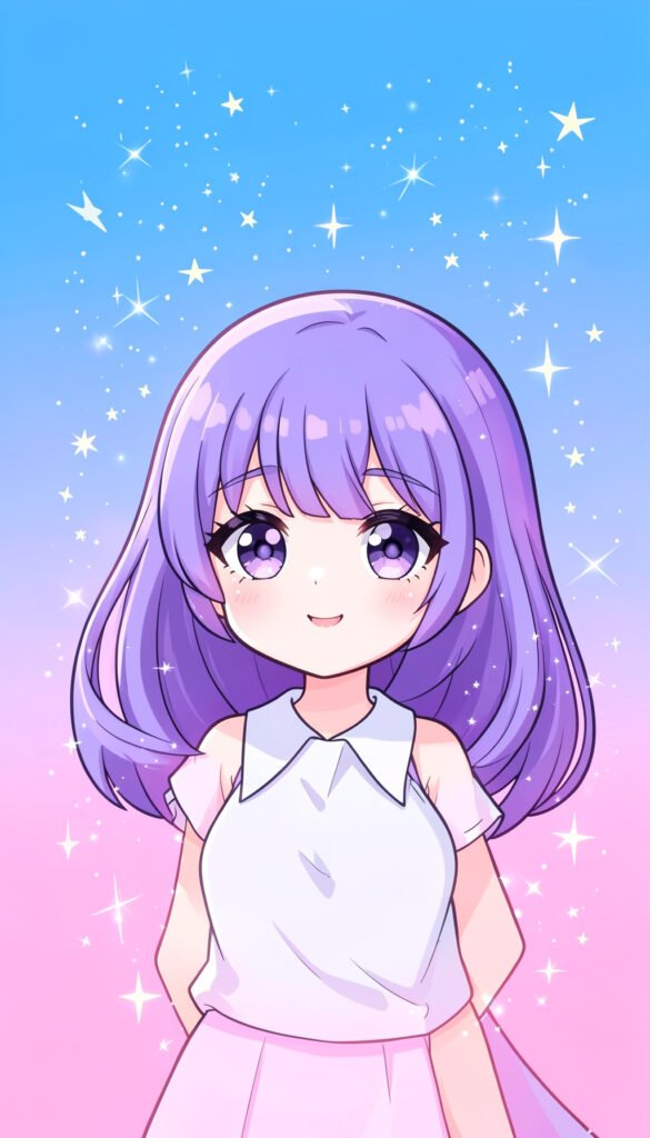 Chica Kawaii con Estrellas - Kawaii fotos de perfil aesthetic