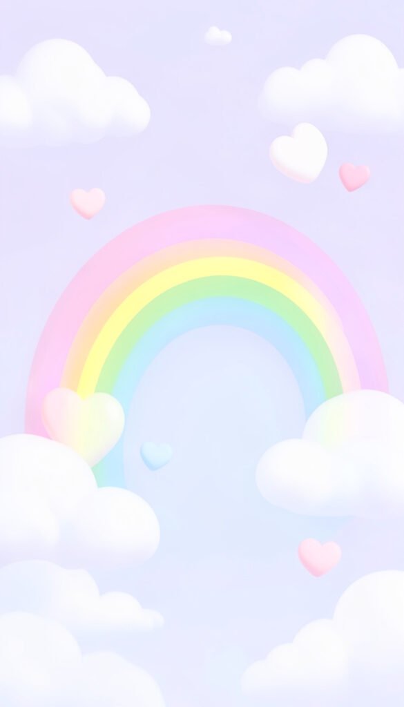 Corazones y arcoíris suaves - Imágenes kawaii aesthetic para perfil