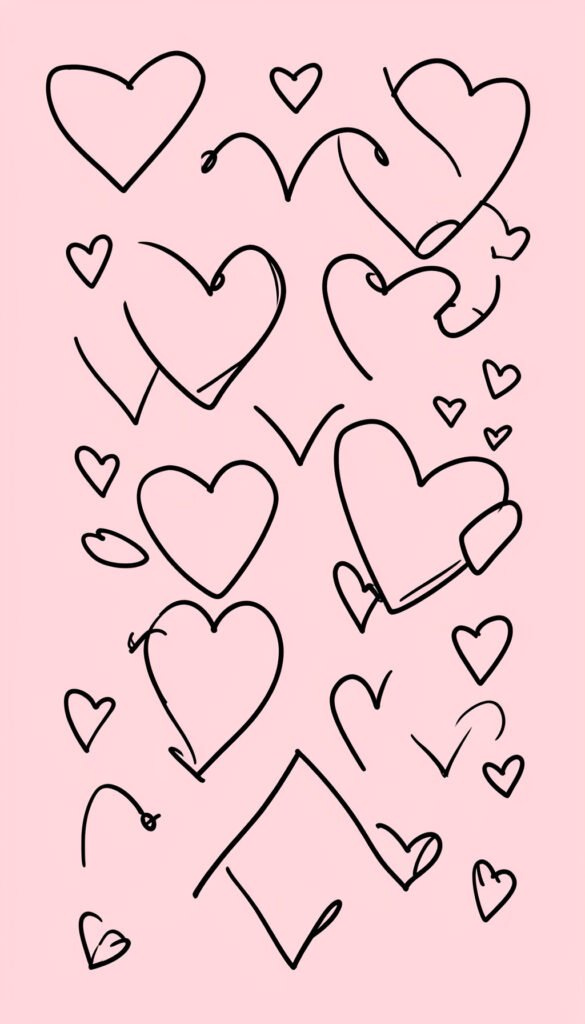 Corazones Elegantes Doodle - Fondos para chicas aesthetic modernos