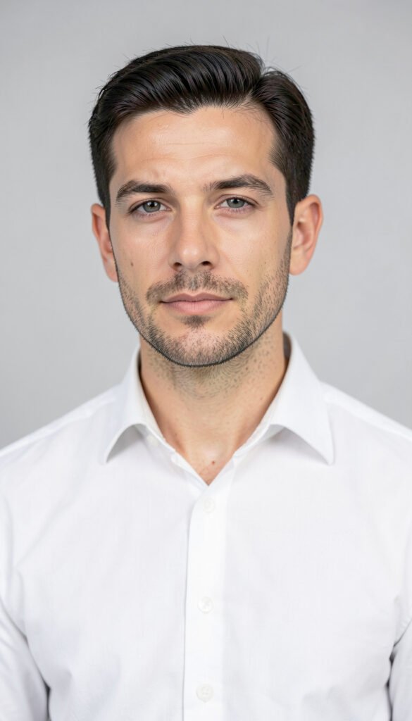 Camisa blanca y fondo gris claro - Fotos de perfil para hombres