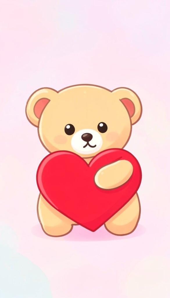 Osito kawaii abrazando corazón - fotos de perfil kawaii