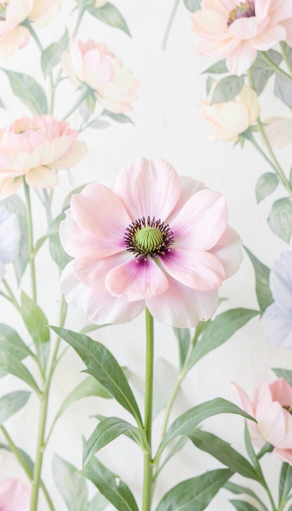 Anémonas Pastel y Verde Suave - Fotos de flores naturales color