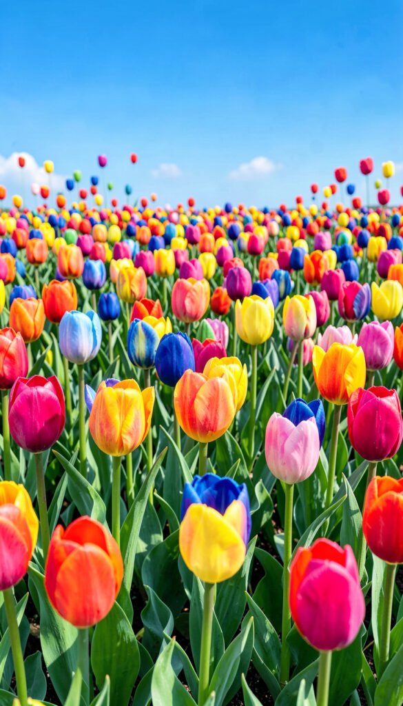 Tulipanes arcoíris en primavera - Imágenes de flores lindas para