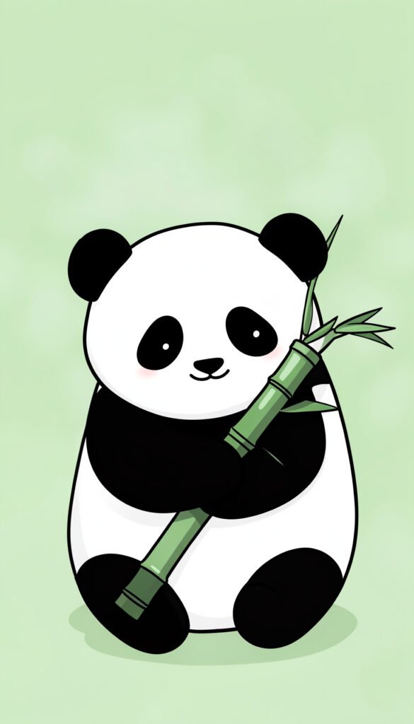 Panda kawaii abrazando bambú - Fotos de perfil kawaii para
