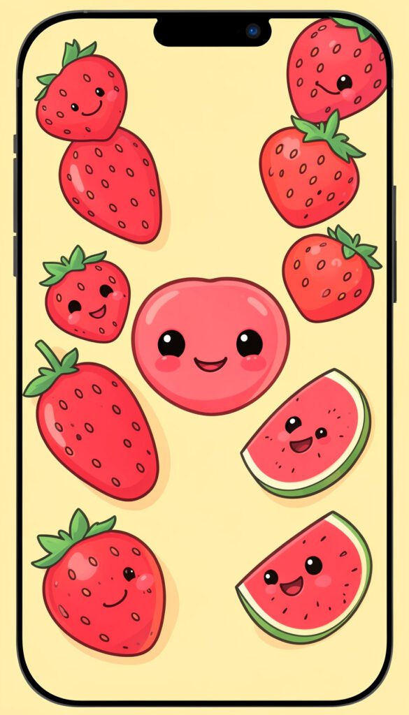 Frutas Felices - imágenes kawaii aesthetic alta resolución