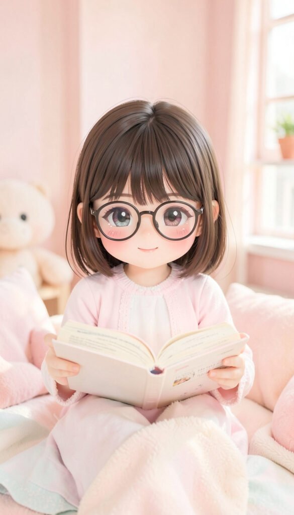 Chica Kawaii con Gafas y Libros - fotos de perfil kawaii chicas