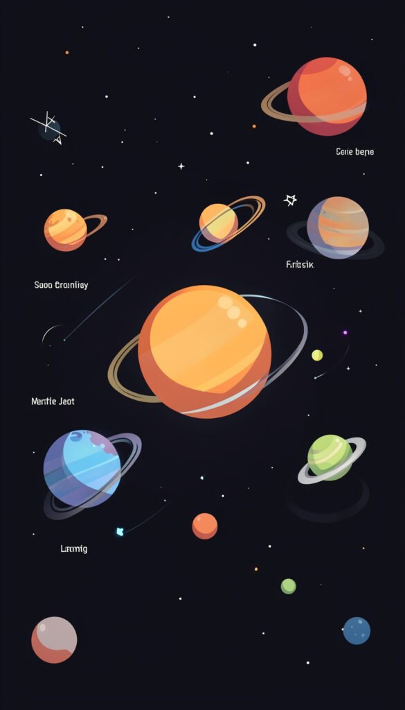Sistema solar minimalista - Portadas de ciencias con dibujos