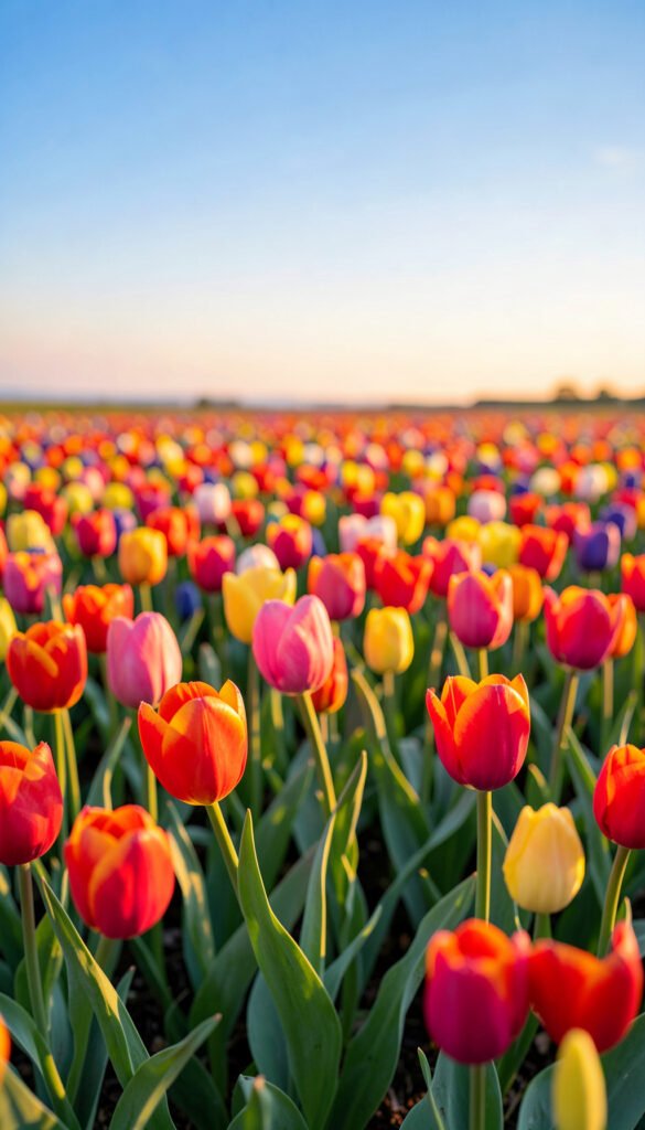 Campo de tulipanes vibrantes - Imágenes de flores naturales en