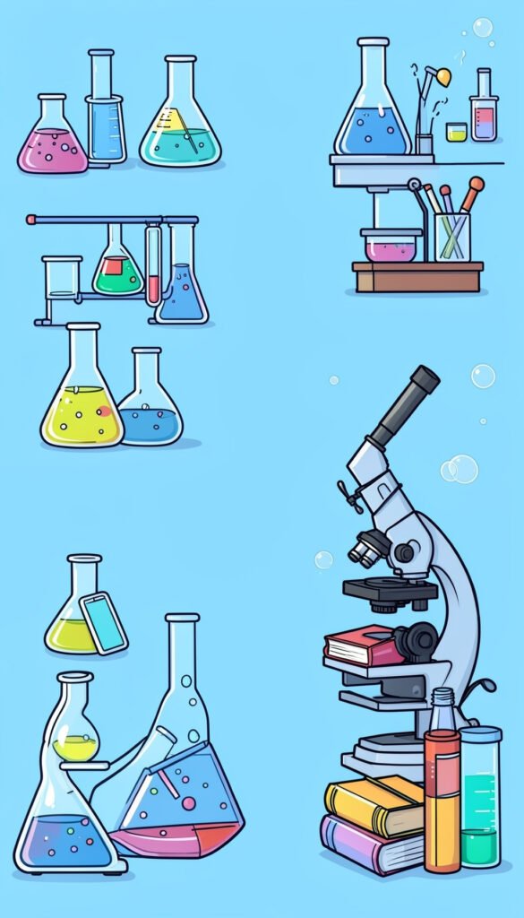 Laboratorio ilustrado - Portadas de ciencias con dibujos