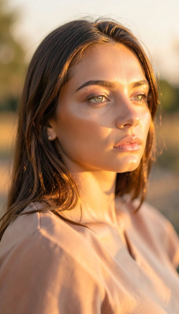 Retrato con luz dorada - Fotos de perfil para chicas