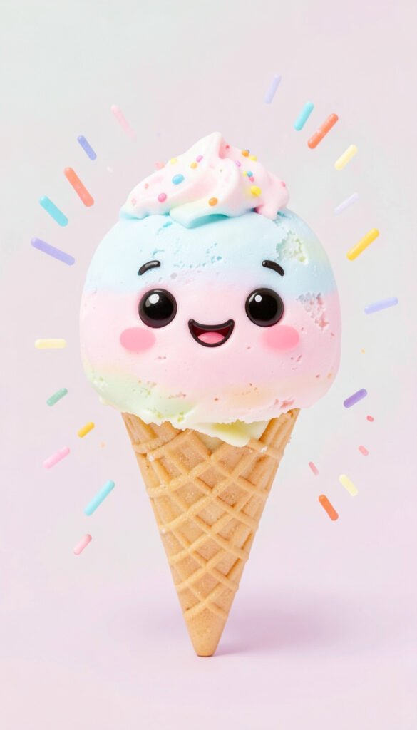 Helado Sonriente - Imágenes kawaii aesthetic tiernas para