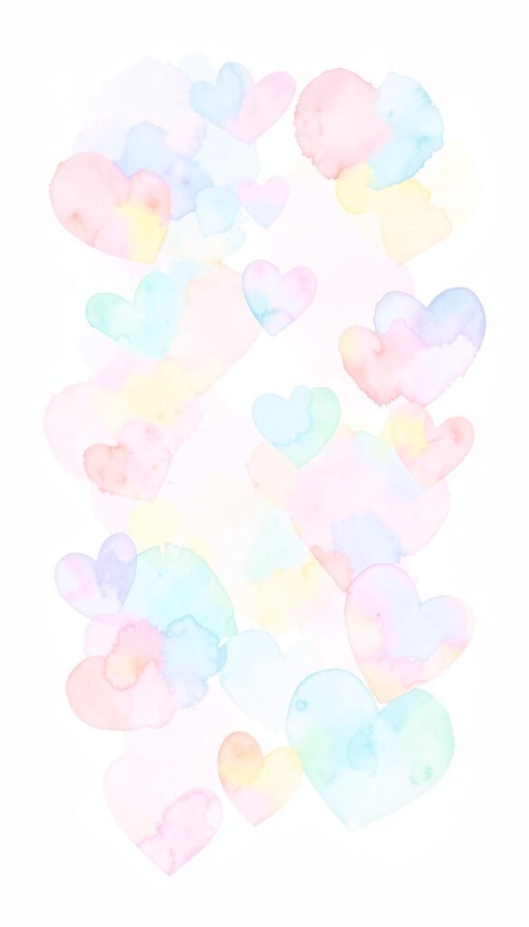Corazones Aesthetic en Acuarela - Imágenes kawaii aesthetic bonitas para