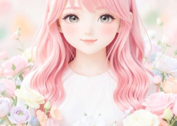 Descargar fondo de pantalla Fotos kawaii chicas lindas y aesthetic en HD en HD y 4K gratis Chica kawaii con flores pastel - Fotos kawaii chicas lindas y