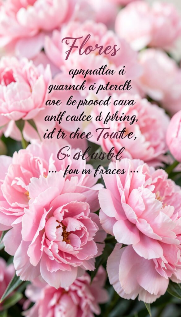 Peonías rosas con frase elegante - Flores para perfil con frases