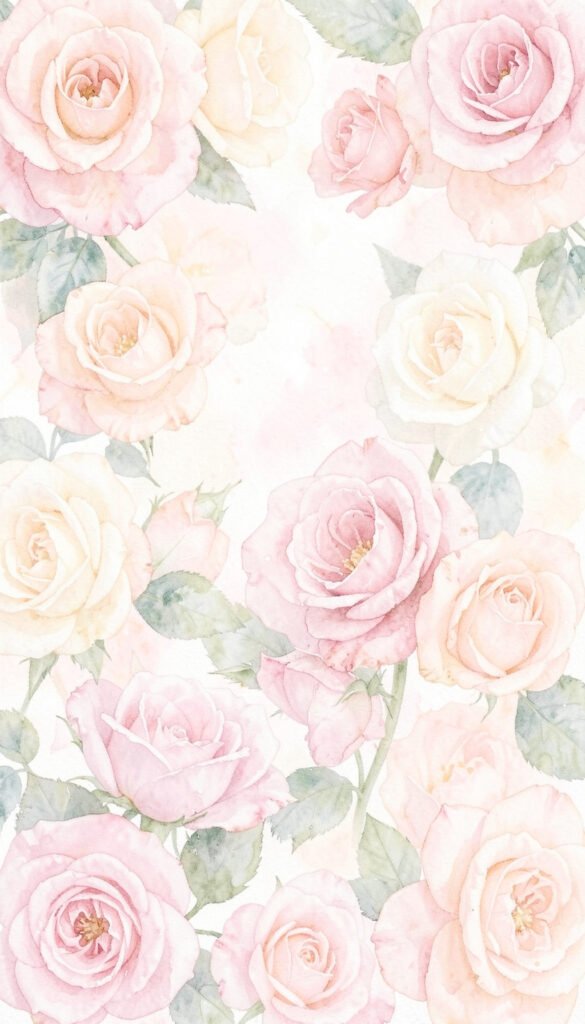 Rosas en acuarela - flores románticas delicadas