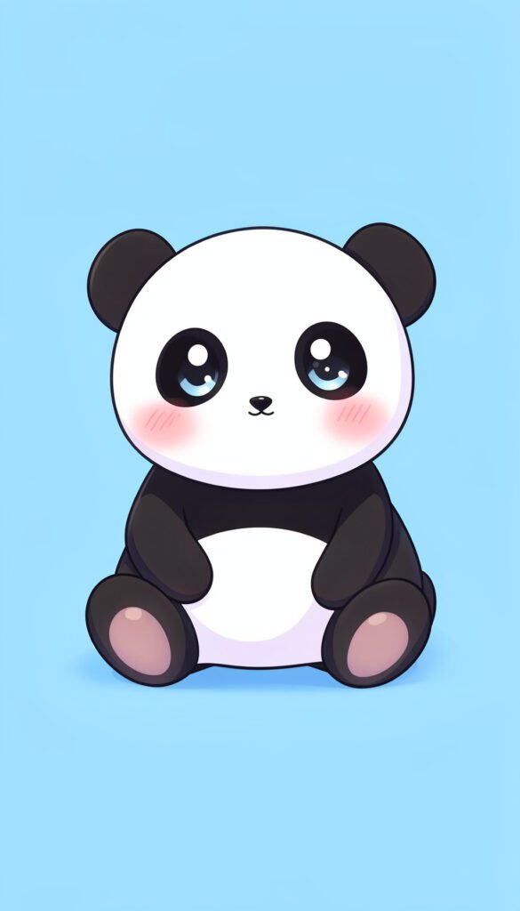 Panda kawaii con fondo celeste - Fotos de perfil kawaii aesthetic