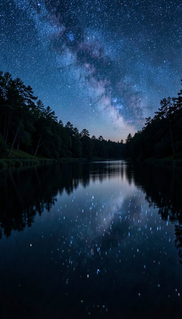 Reflejo Estrellado en el Lago - Fondos Aesthetic de Noche y