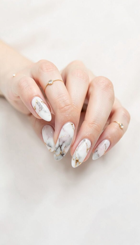 Estilo Mármol Chic - Diseños de Uñas Aesthetic para