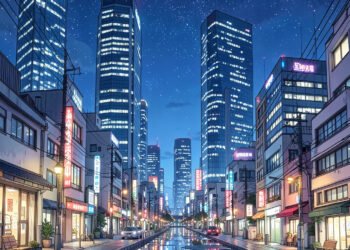 Paisaje urbano nocturno anime - Fondos Anime HD para iPhone