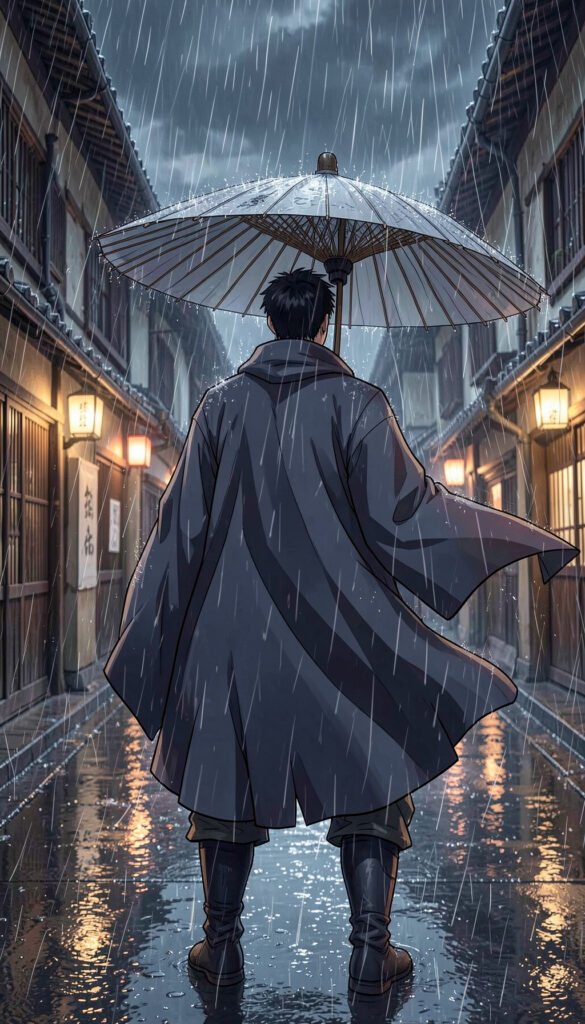 Samurái bajo la lluvia - Fondos Anime HD para iPhone