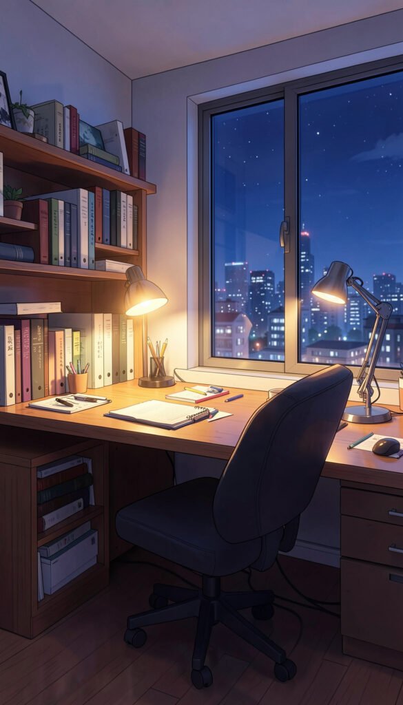 Estudio acogedor estilo anime - Fondos Anime HD para iPhone
