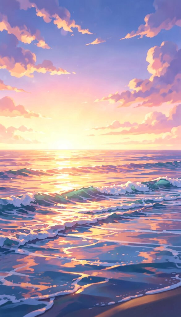 Paisaje Costero al Atardecer - Wallpapers Anime en 4K para