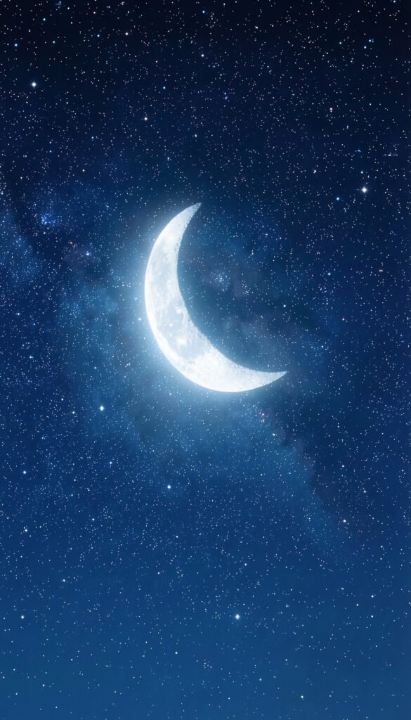 Cielo estrellado y luna creciente - Fondos de Cielo Nocturno con