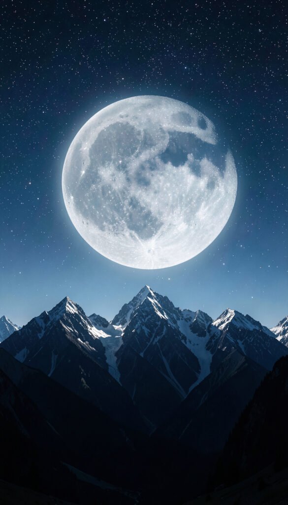 Montañas bajo la luna - Fondos de Cielo Nocturno con