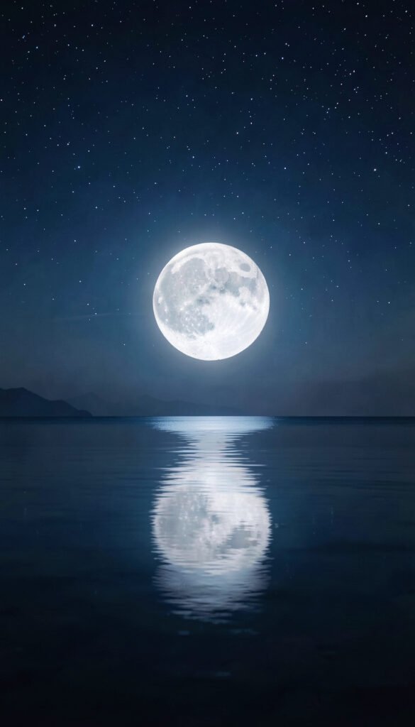 Luna sobre el mar tranquilo - Fondos de Cielo Nocturno con