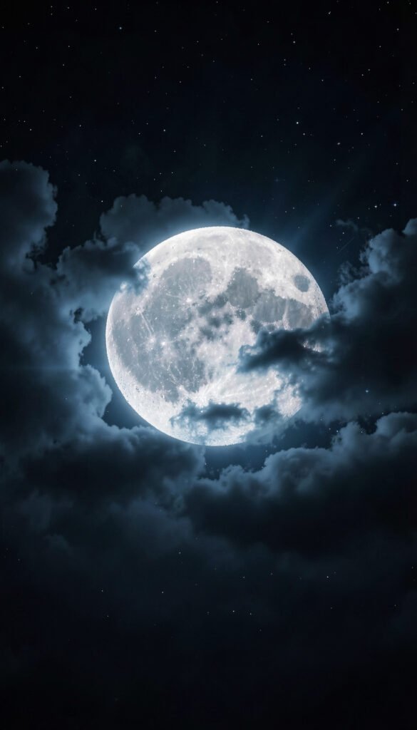 Luna y nubes dramáticas - Fondos de Cielo Nocturno con