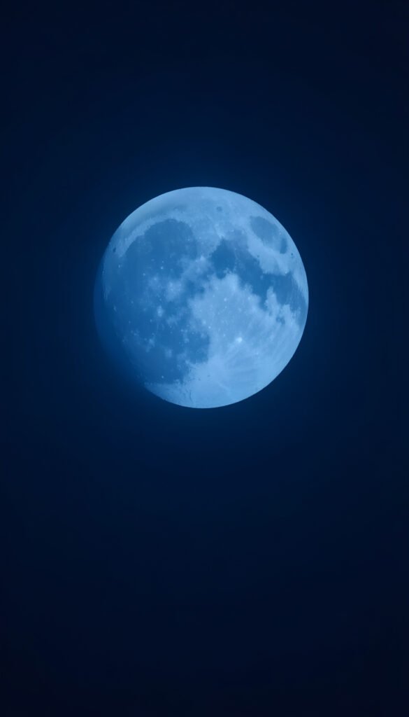 Luna azul y paisaje minimalista - Fondos de Cielo Nocturno con