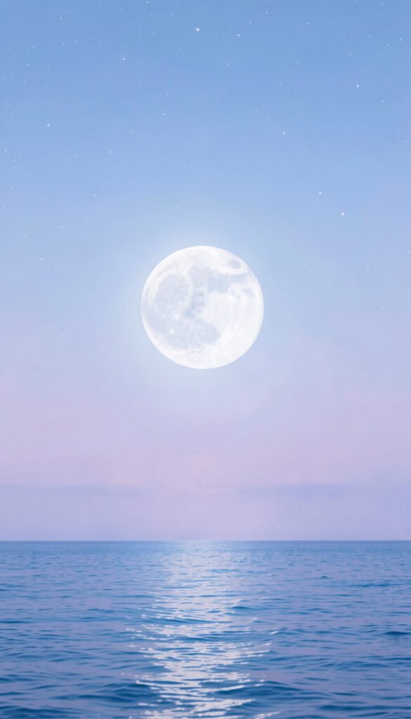 Luna llena sobre el océano - Fondos Aesthetic de Luna para