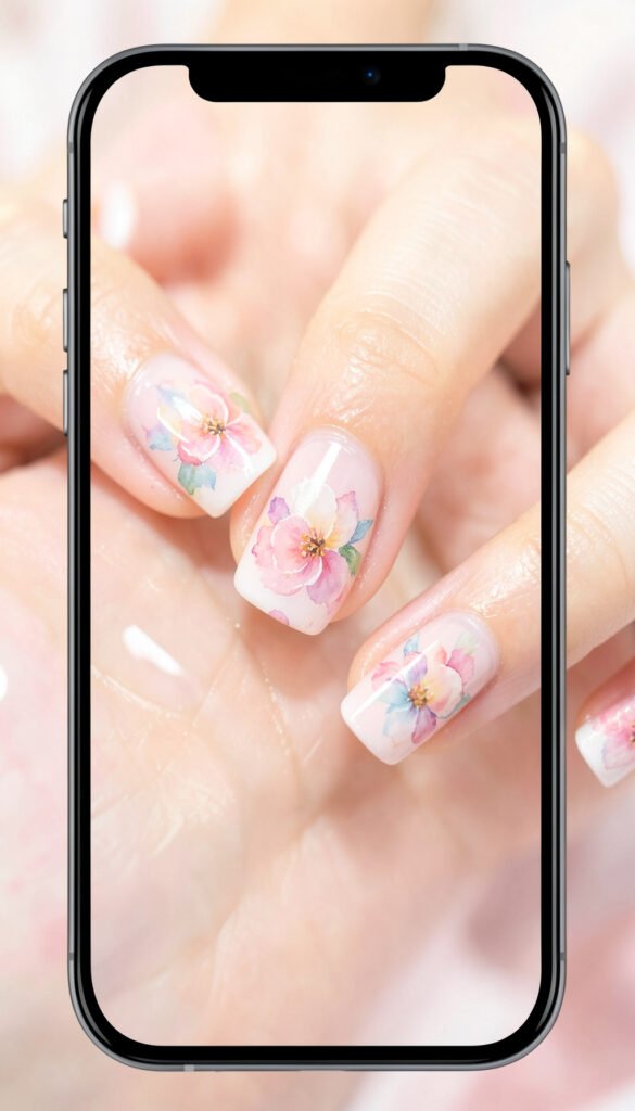 Flores Acuarela - uñas lindas y modernas