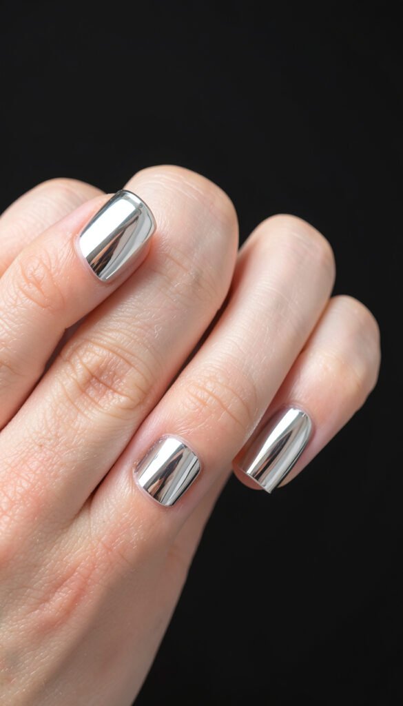 Efecto Espejo Plateado - uñas lindas y modernas