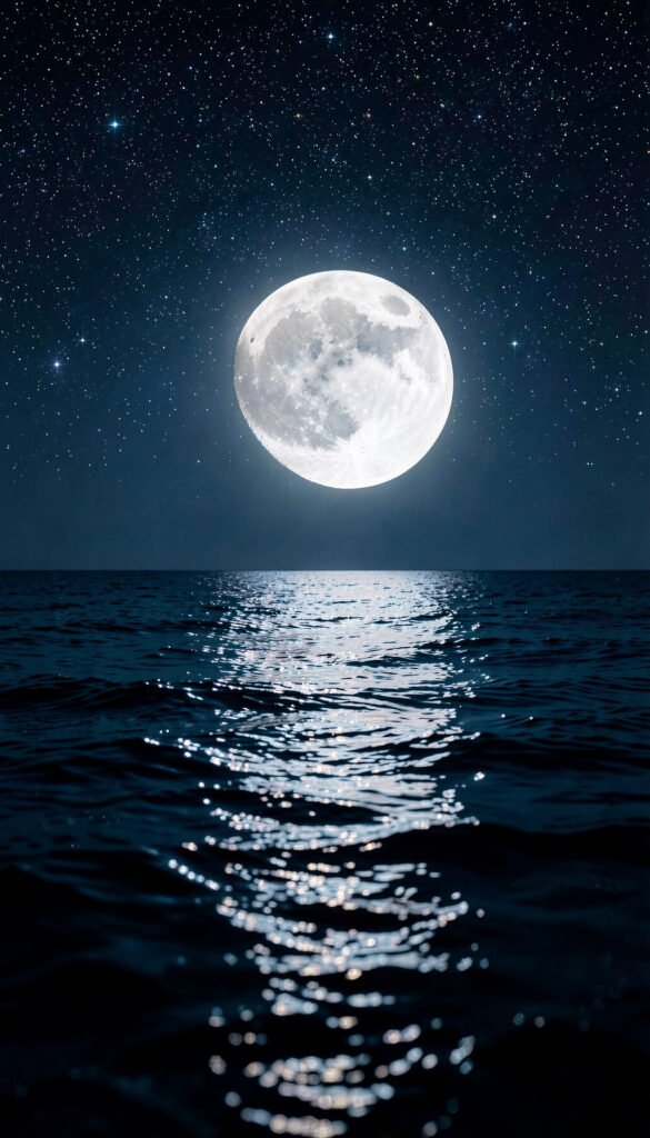 Luna sobre el mar nocturno - Fondos de Luna y Estrellas