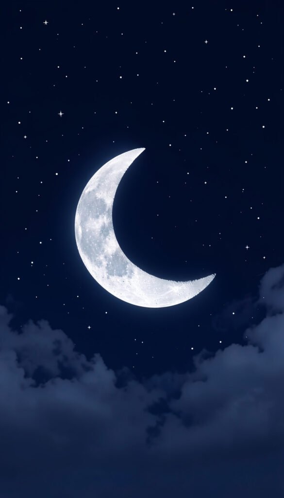 Cielo nocturno con luna creciente - Fondos Aesthetic de Luna para