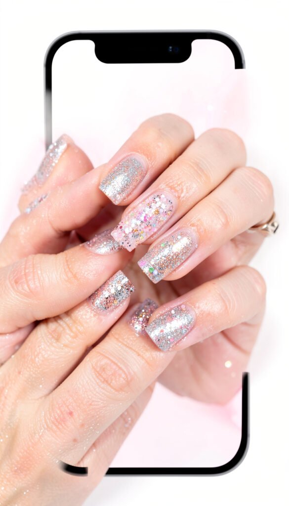 Estilo Glitter Moderno - Uñas Aesthetic en Colores Modernos