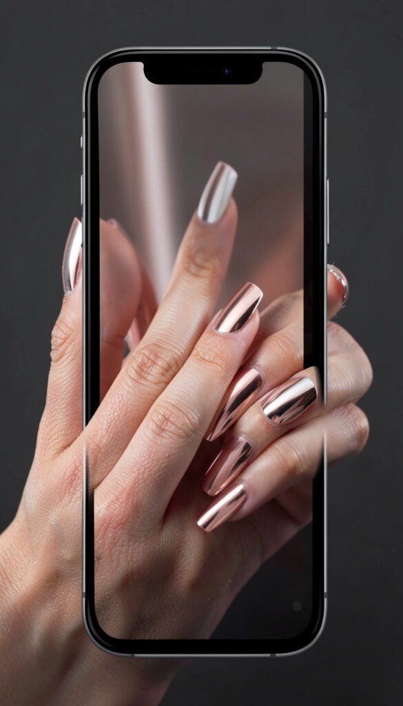 Uñas Cromadas Futuristas - Uñas Aesthetic en Colores Modernos