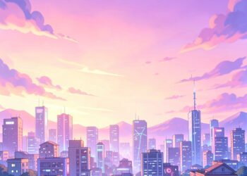 Atardecer Neon - Fondos Anime Aesthetic para Celular